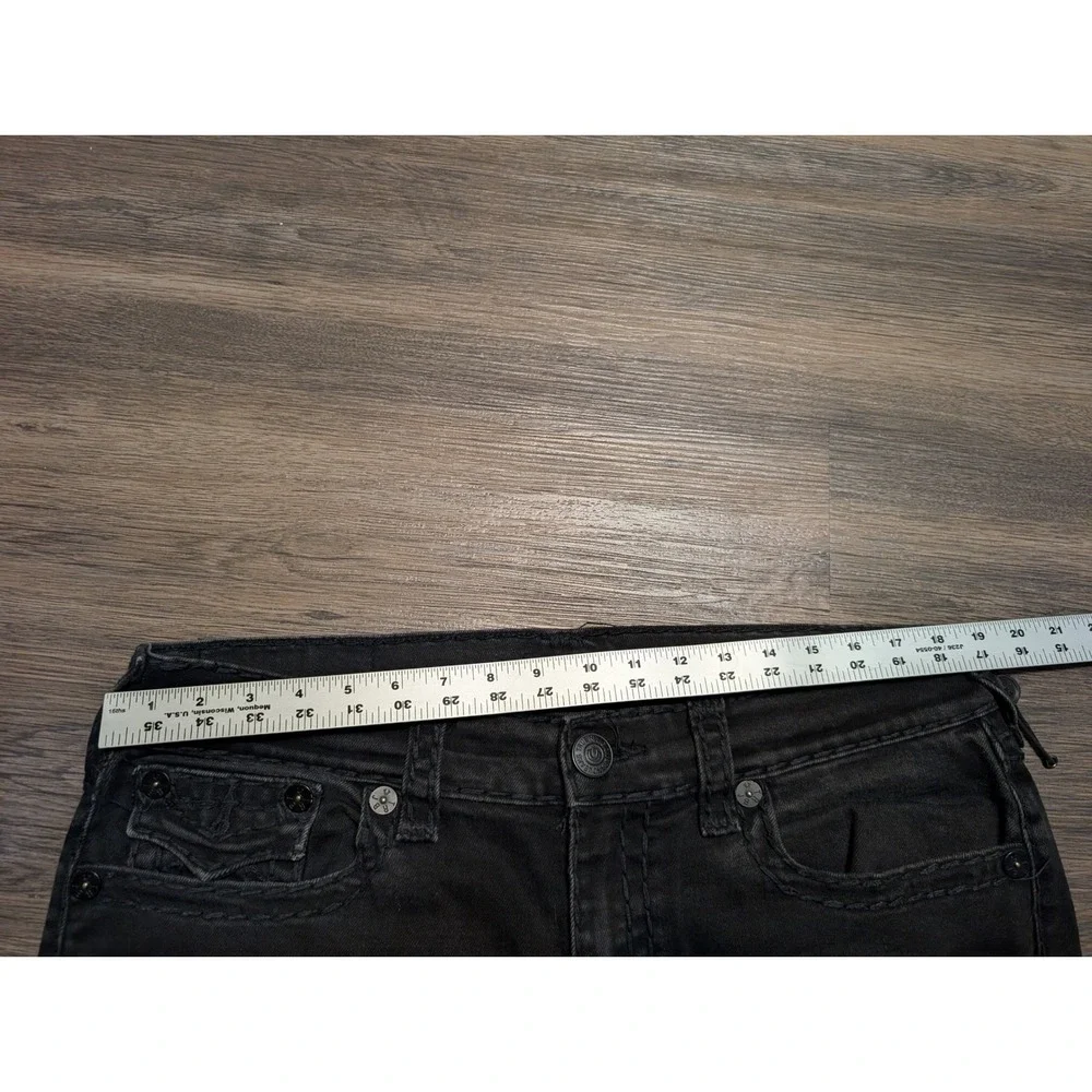 True Religion Ricky Relaxed Straight Black Jeans Mens 36 Flap Pocket Denim